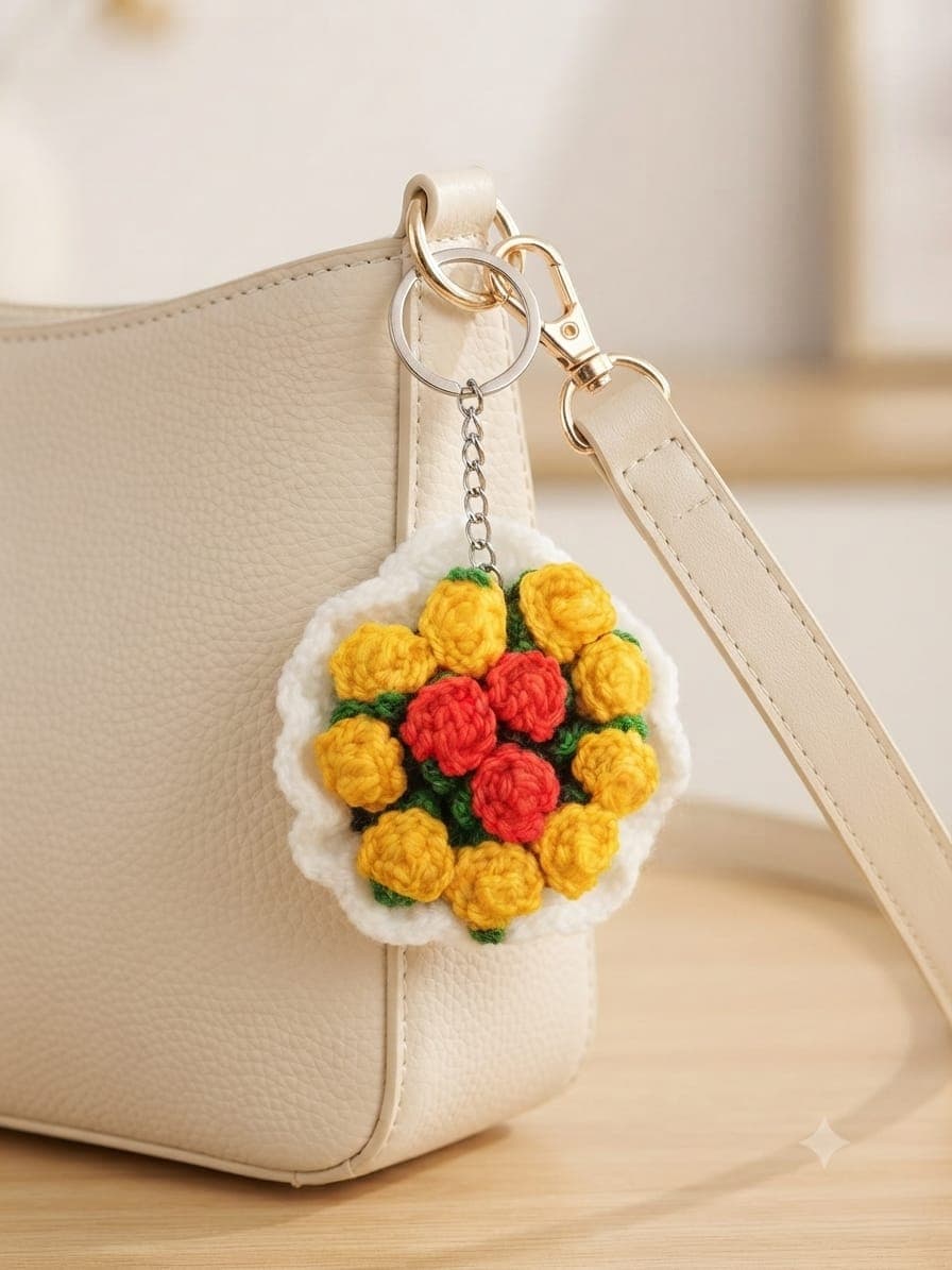 Rose Bouquet Bag Charm