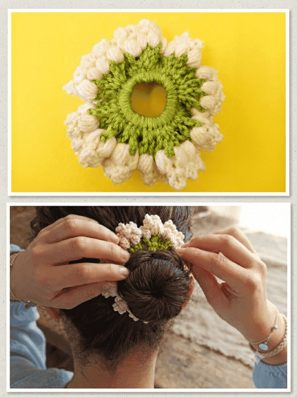Floral Crochet Scrunchie