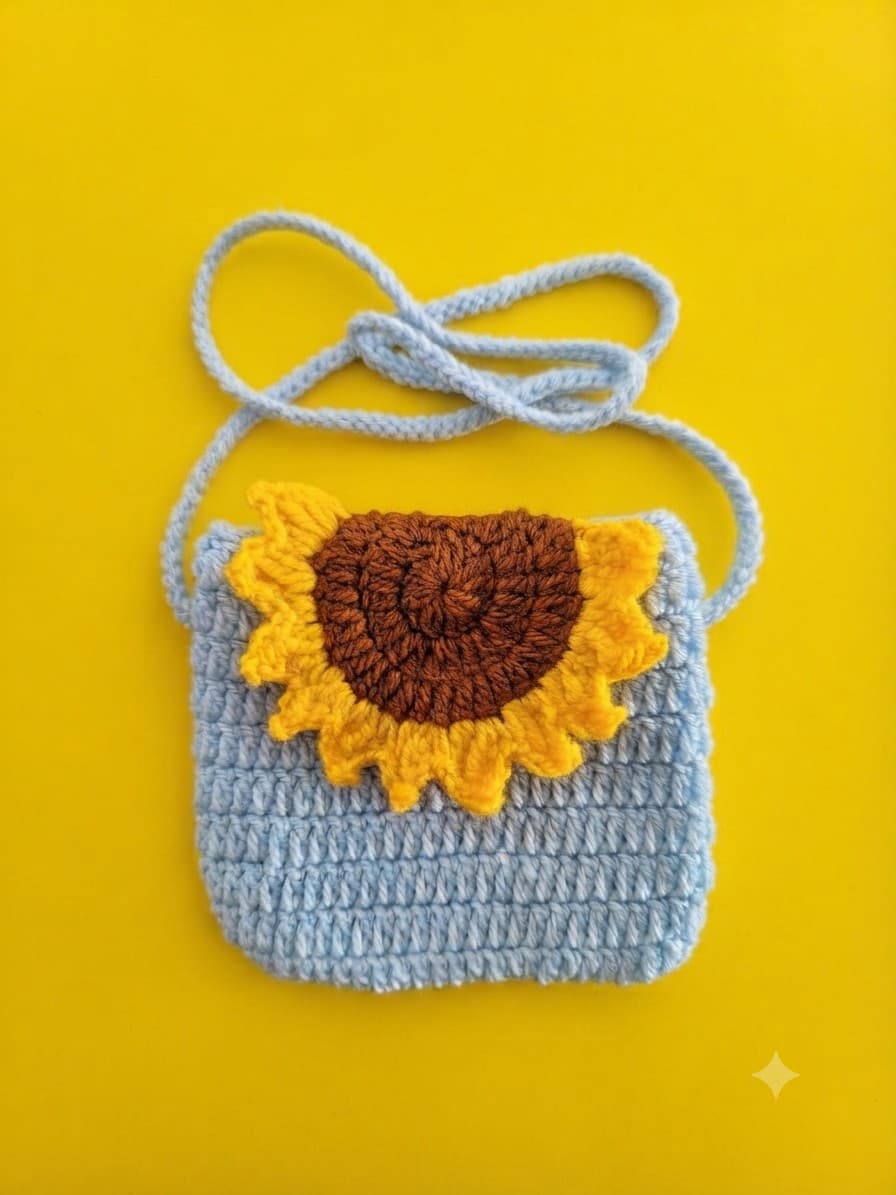 Crochet Sunflower Sling Pouch