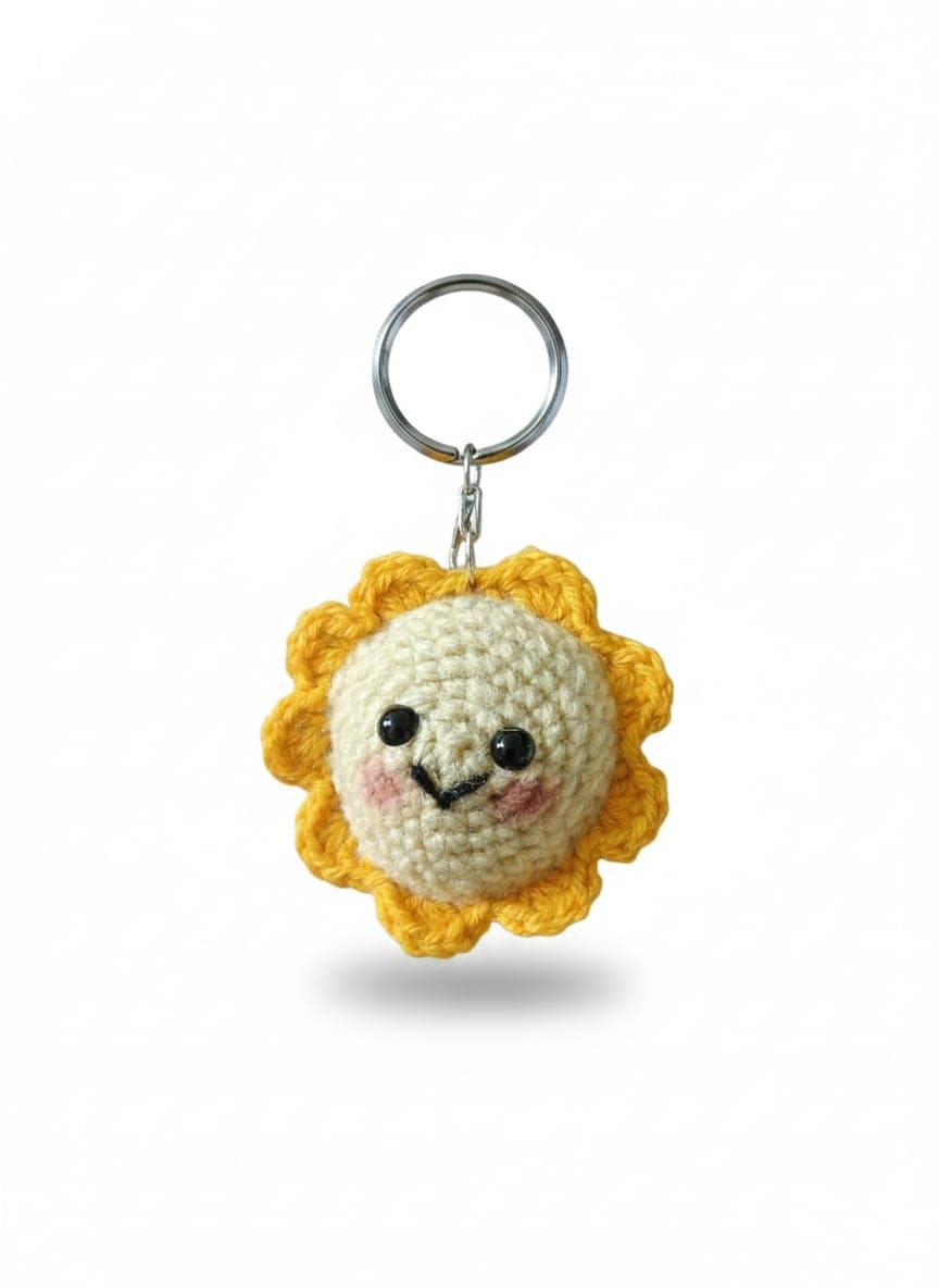 Stuffed Crochet Sun Charm & Keychain