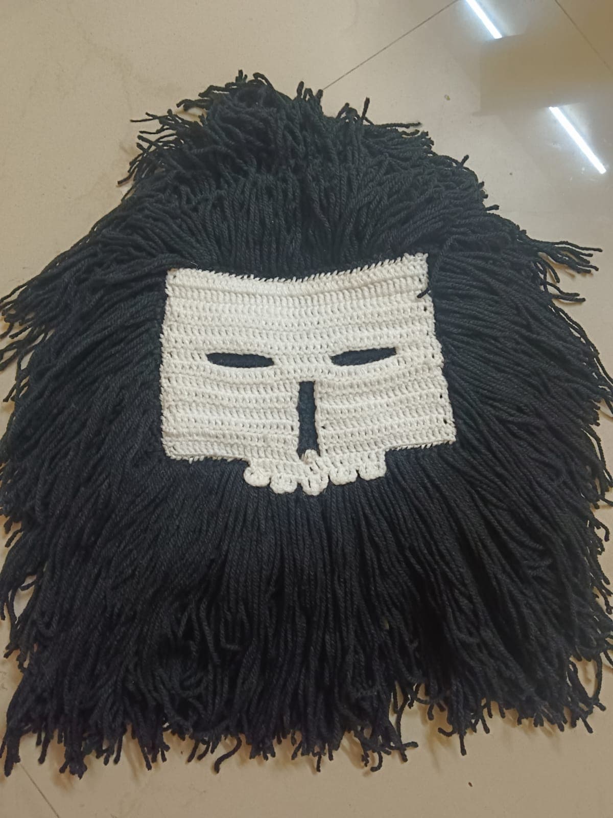 Crochet Skull Mask with Fringed Hair