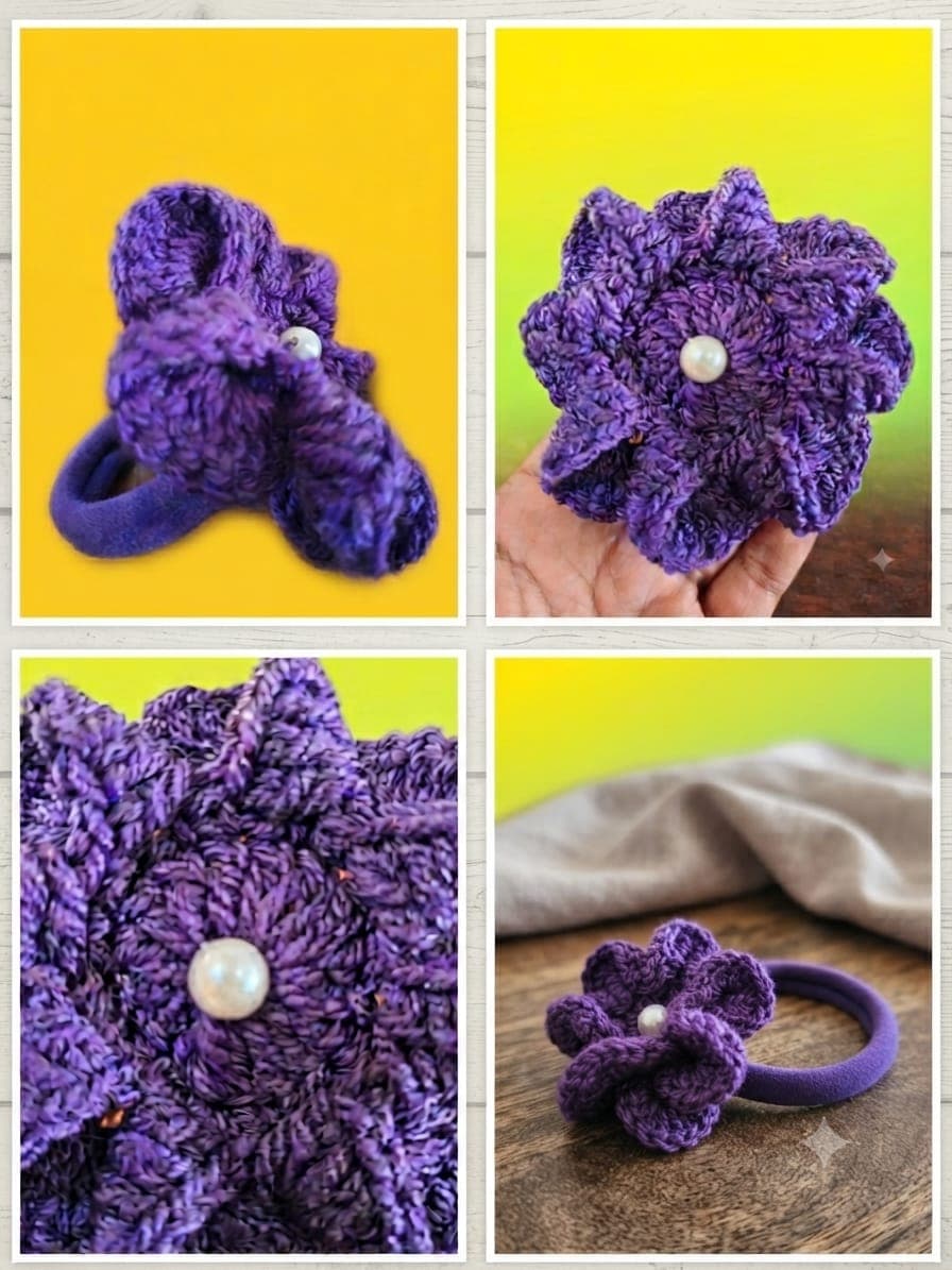 Purple Flower Hair Tie